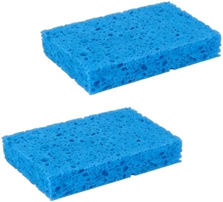 Multi-Use Cellulose Kitchen Sponges Compressed Cellulose Sponges, Non-Scratch, Dish Sponge for Kitchen Bathroom Cars, Funny Cut-Outs DIY (2, Blue) by Unknown