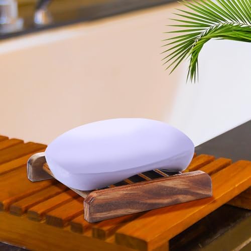 Amyhill 100 Pcs Bamboo Soap Dish Bulk Soap Holder Draining,Charcoal Color - Image 3