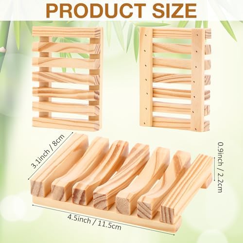Skylety 30 Pcs Wooden Soap Dish Draining Tray for Shower,Wood Color - Image 2