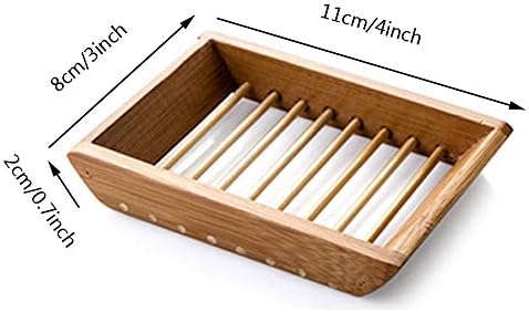 Kaxich 2 Pack Bamboo Wooden Soap Dish Shower Soap Storage Holder Saver Soap Tray Plate for Bathroom Shower Vanities Kitchen Sink - Image 3