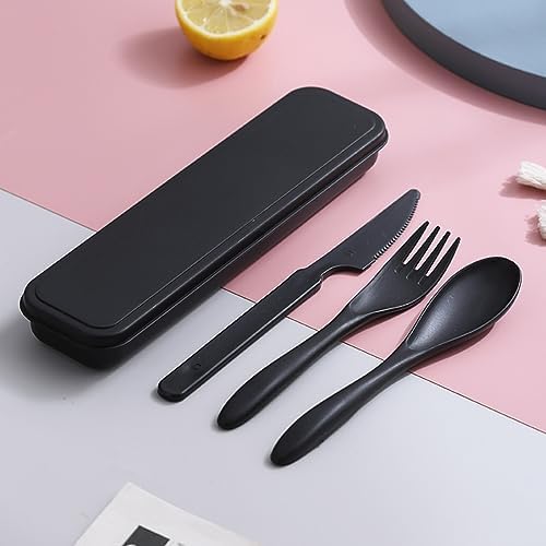 Reusable Travel Utensils Set with Case Wheat Straw Fork Spoon Knife Cutlery - Image 6