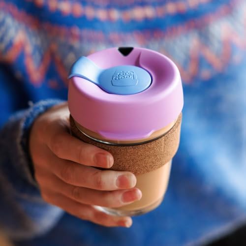 KeepCup Brew Cork, Reusable Glass Tumbler with Natural Cork, Grande Coffee Cup 16oz / 454ml - Moonlight - Image 6
