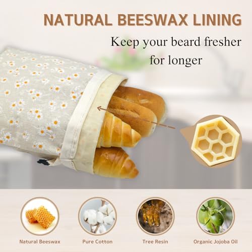 2 Pack Beeswax Bread Bags for Homemade Bread with Zipper, Large 13x17'' Reusable Beeswax Sourdough Bread Storage Bag, Keep Loaves Fresh Longer, Freezer Safe & Airtight, Natural, Zero Waste - Image 3