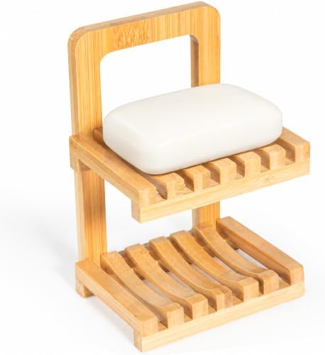 Bamboo Soap Dish for Shower, 2 Tier Shampoo Bar Soap Holder by Unknown