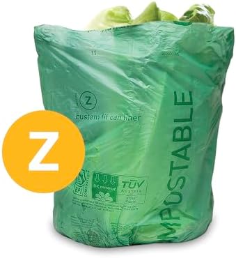 simplehuman Code Z 60 Count Compostable Custom Fit Liners, Certified Compostable Trash Bags for Compost Caddy, Plant-Based PVOH Plastic, Backyard or Commercial Composting, 4 Liter / 1 Gallon - Image 3