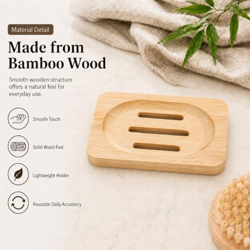 Bamboo Soap Dish, Slatted Bar Soap Holder for Bathroom - Image 7