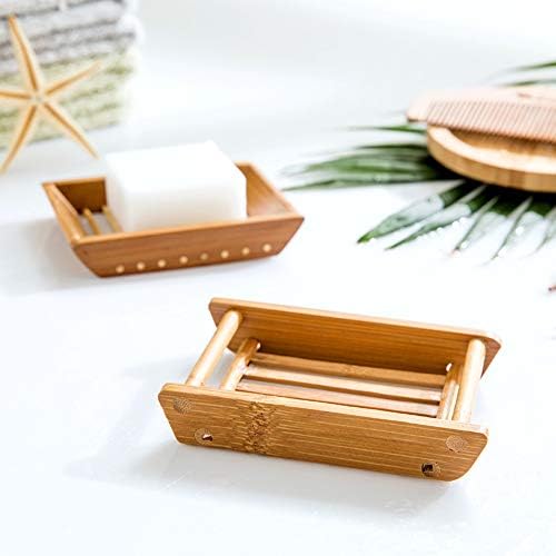 Kaxich 2 Pack Bamboo Wooden Soap Dish Shower Soap Storage Holder Saver Soap Tray Plate for Bathroom Shower Vanities Kitchen Sink - Image 5