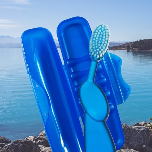 RADIUS Toothbrush Original Big Brush, BPA Free and ADA Accepted, Right Hand, Blue Brush and Blue Case - Image 4