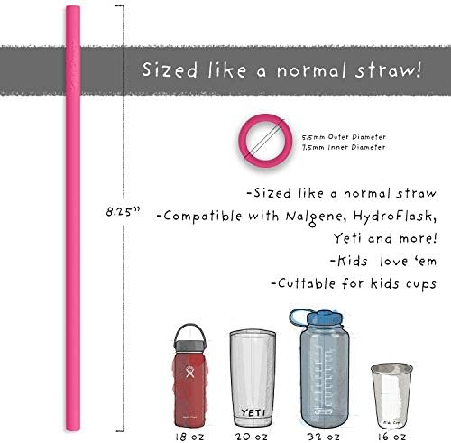 Silicone Straws - Slender Size BPA Free Non-Rubber Silicon Reusable Drinking Straws for Stainless Steel 20 oz Yeti Tumbler - Flexible, Chewy, Bendy & Safe for Kids/Toddlers - Image 3