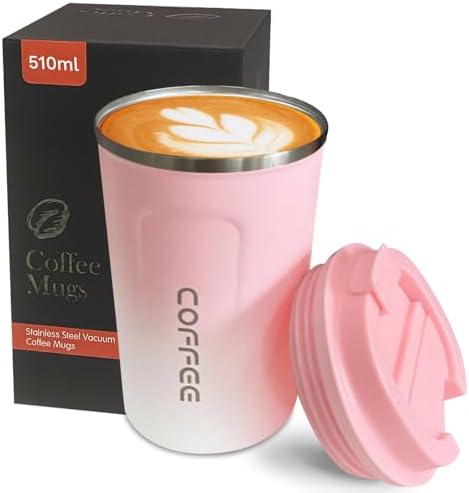 Insulated Travel Coffee Mug, Stainless Steel Coffee Cup with Leakproof Lid by YINBAOGE