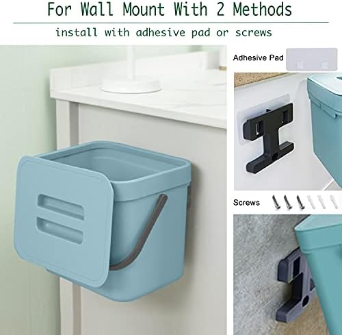 LALASTAR Kitchen Compost Bin, Hanging Trash Can with Lid for Kitchen Cabinet Door, Under Sink, Wall Mounted Waste Bin for Bathroom, 1.8 Gallon, Blue - Image 4