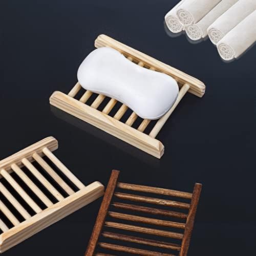 Ru S 10 Piece Home Bamboo Wood Soap Holder, Bathroom Wooden Soap Case, Hand Craft Bathtub Shower Dish Accessories (Charcoal and Wooden) - Image 4