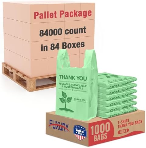 Fuxury Green Plastic Thank You Bags (84000 Count) 11.5 x 6.5 x 21, Grocery, Take Out, To Go, Retail Shopping T-shirt Bags for Small Business in Bulk (Made in USA) by Fuxury