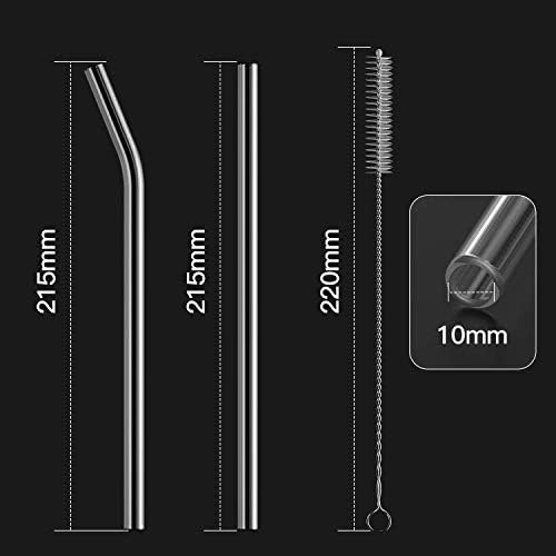 HeykirHome 8-Pack Reusable Glass Straw,Size 8.5''x10 MM,Including 4 Straight and 4 Bent with 2 Cleaning Brush- Perfect For Smoothies, Tea, Juice - Image 3