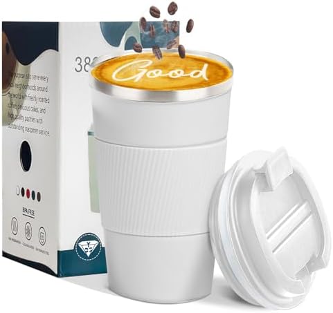 Insulated Travel Coffee Mug, Stainless Steel Coffee Cup with Leakproof Lid by YINBAOGE