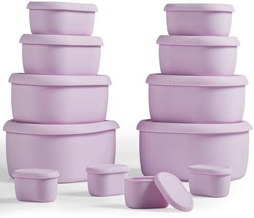 ISSEVE 12Pcs/Set Nesting Silicone Food Storage Containers with Lids, Purple by ISSEVE