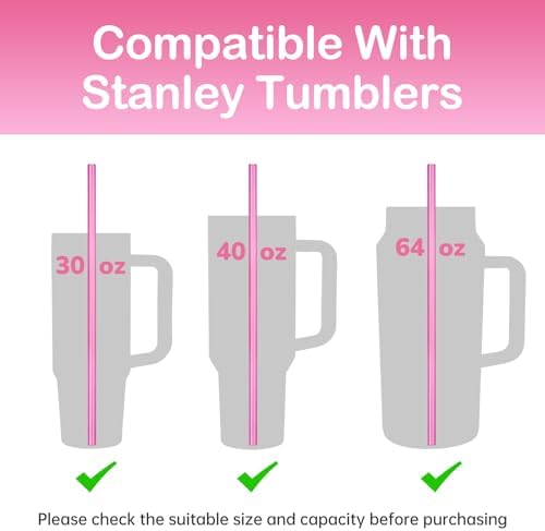 NiHome 12-Pack Plastic Reusable Straws Fit for Stanley 40 30 64 oz Tumbler - Image 3