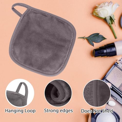 Natwag Makeup Remover Cloth, 6" x 6" Make Up Towels Reusable Face Cloth for Washing Face, Makeup Remover Pads Microfiber Face Washcloth with Mesh Bag, Just Water, 12 Pack, Cool Grey - Image 4