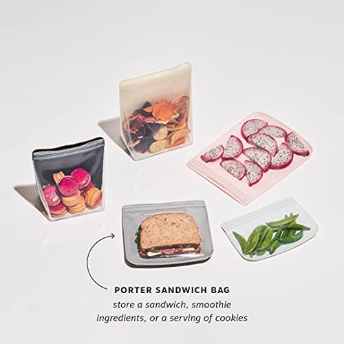 W&P Porter Silicone Reusable Storage Bag, Sandwich (34oz Flat), Blush, Food Storage Container, Microwave and Dishwasher Safe, Easy Cleaning - Image 3