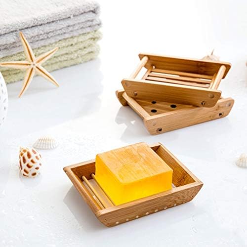 Kaxich 2 Pack Bamboo Wooden Soap Dish Shower Soap Storage Holder Saver Soap Tray Plate for Bathroom Shower Vanities Kitchen Sink - Image 5