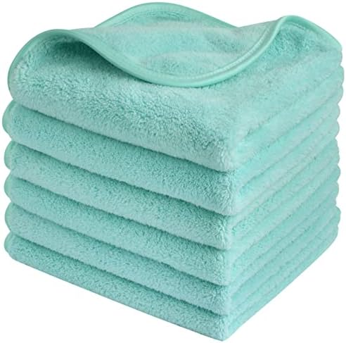 SINLAND Absorbent Coral Velvet Washcloth Ultra Soft Microfiber Face Towels 12 x 12 inch Multi-Purpose Face Cloths for Household and Sport by SINLAND