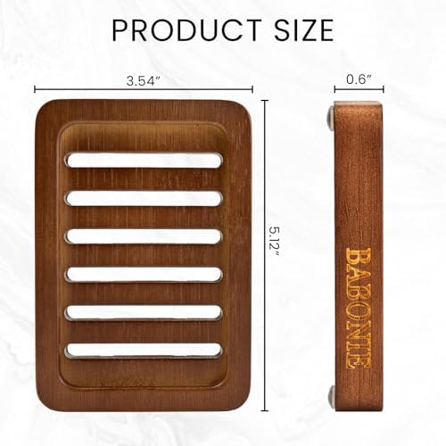 2 Pack FSC Bamboo Soap Dish, Slotted Self-Draining Bar Soap Holder - Image 2