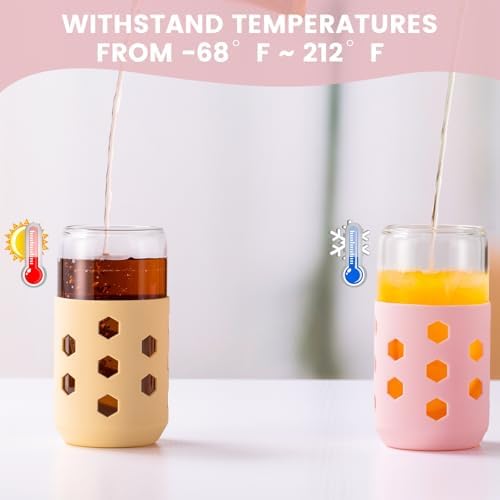 Mrsdry 16 oz Glass Cups with Lids and Straws for Gift, 4-Pack, Mint - Image 5