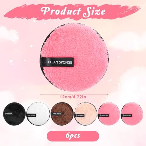 5 Pcs Reusable Cotton Rounds for Face Soft Makeup Remover Pads Washable Makeup Remover Cloth Double-Sided Reusable Makeups Removers Pads for Facial Cleansing 5 Colors - Image 2