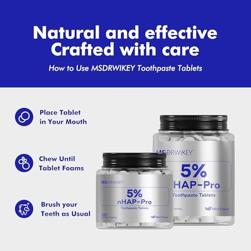 MSDRWIKEY Fluoride‑Free Toothpaste Tablets, 5% nHAP‑Pro Chewable Toothpaste Tabs, Zero‑Waste Travel Oral Care Tablets for Adults, Mint Flavor - Image 6