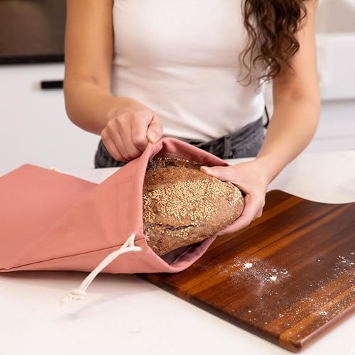 Sourdough Bread Bags for Homemade Bread, 2 Pack, Reusable Cotton Linen, Machine Washable, Freezer Safe - BPA-Free TPU Liner, Fits 2 Loaves Each, Beeswax Wrap Alternative, Drawstring Closure - Image 2