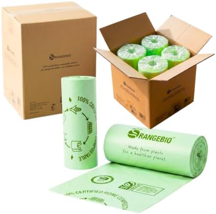 OrangeBio 55 Gallon Compostable Trash Bags, 60 Count, Heavy Duty Garbage Bags for Contractor, Yard Waste & Commercial Food Waste, Plant-Based, BPI ASTM D6400 & TÜV OK Compost Home Certified - Image 7