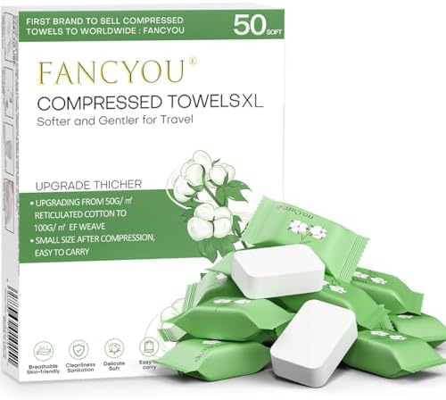 Compressed Towels Disposable Face Towel Disposable Washcloths 50 Count by Fancyou