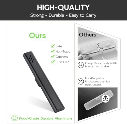 Travel Toothbrush Case, Portable Toothbrush Holder, Durable Aluminum Toothbrush Storage Box, Small Breathable Manual Toothbrush Container for Traveling, School, Camping, Business Trip - Black - Image 4