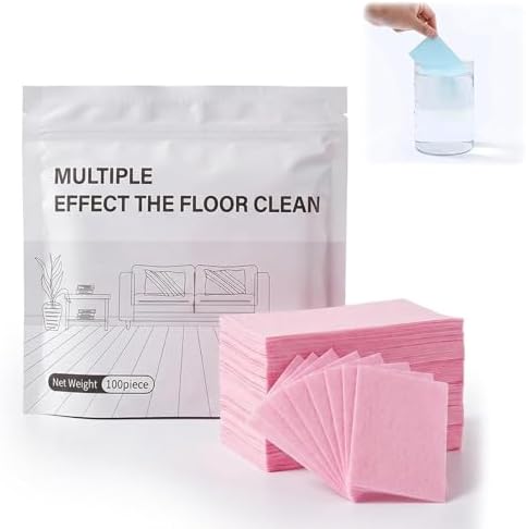 Jiexily 100 Piece Floor Cleaning Tablets Multi-Surface Cleaner, 2026 New Multi-Effect Dissolvable Floor Cleaning Sheets for Mopping, Hardwood, Tiles, Glass Deep Cleans (Pink, 100 Pcs) by Jiexily