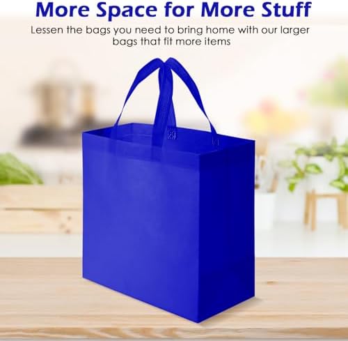 Reginary 50 Pcs Reusable Tote Bags Shopping Bags Non Woven, Sapphire Blue - Image 4