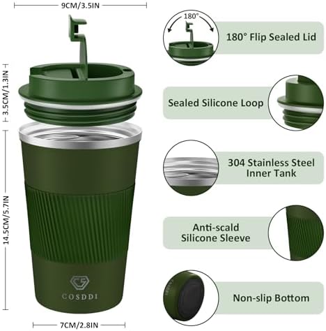 CS COSDDI 12 oz Coffee mug - Stainless Steel Coffee Cup with Leakproof Lid - Image 2