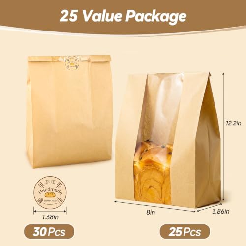 Tripho 25 Pcs Extra Thick Bread Bags for Homemade Bread with Clear Window - Image 3
