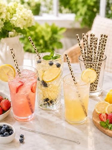 10 Pcs Reusable Leopard Straws Drinking Straw with Cleaning Brush - Image 5