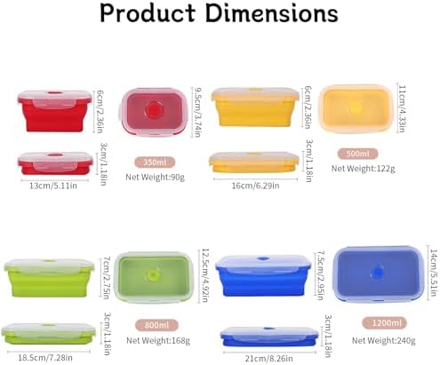 4 Collapsible Food Storage Containers, Silicone Food Storage Containers with Plastic Airtight Lids, Collapsible Storage Containers for Food Camping, Microwave Dishwasher Freezer Safe - Image 2