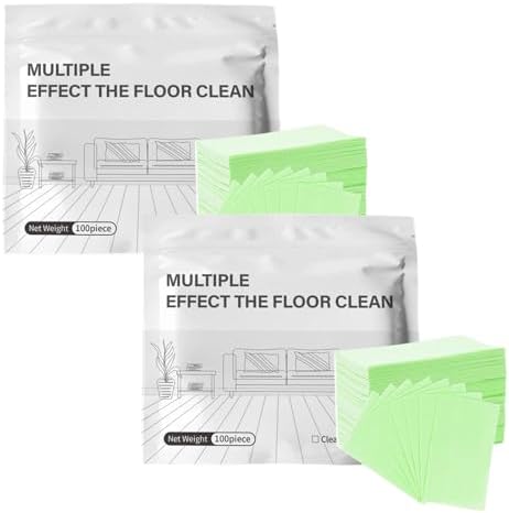 Multi-Surface Floor Cleaning Tablets, Multiple Floor Cleaner 100 Piece Multi Effect Clean Quick Shine Cleaner Sheets, Dissolvable Efficient Care Agents for Mopping Hardwood(Green -200pcs) by Unknown