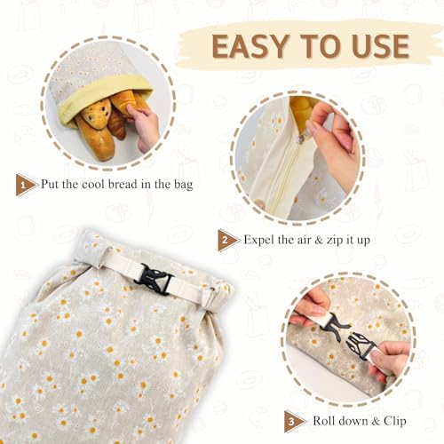 2 Pack Beeswax Bread Bags for Homemade Bread with Zipper, Large 13x17'' Reusable Beeswax Sourdough Bread Storage Bag, Keep Loaves Fresh Longer, Freezer Safe & Airtight, Natural, Zero Waste - Image 4