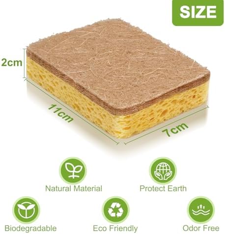 Yolaist 12 Pack Non-Scratch Scrub Sponge, Natural Kitchen Sponges for Cleaning Kitchen, Scratch Free Biodegradable Sponges for Dishes, No-Stick Cookware - Image 4