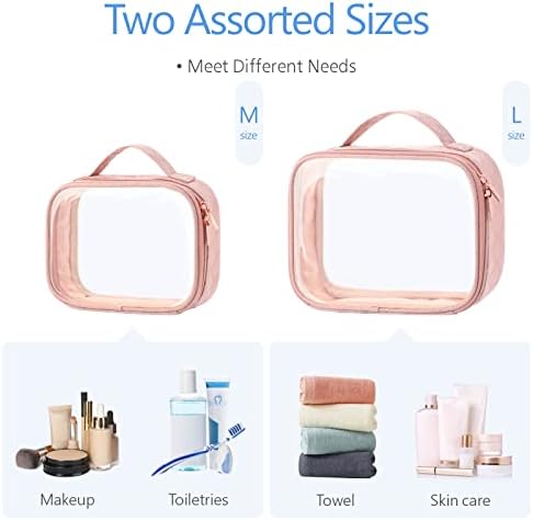 PACKISM Clear Makeup Bag Travel - TSA Approved Toiletry Bag, 2 Pack Pink - Image 5