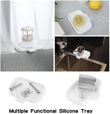 MicoYang Silicone Soap Dish with Drain Spout, Self-Draining Sink Organizer Tray for Bathroom and Kitchen, Sponges, Dispensers and Soap Holder, Non-Slip and Dishwasher Safe, White (Compact, 4.9"×3.2") - Image 5