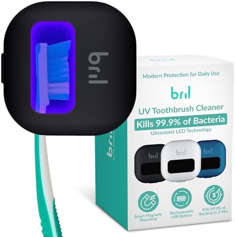 Bril UV-C Toothbrush Sanitizer and Holder, Wall Mounted, Rechargeable by Bril