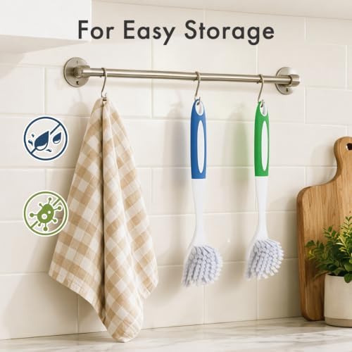 Amazer Dish Brush with Handle, 2 Pack Kitchen Scrub Brushes for Cleaning, Dish Scrubber with Stiff Bristles for Sink, Pots, Pans - Image 6