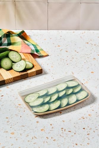 W&P Porter Silicone Reusable Storage Bag, Sandwich (10oz Flat), Oat, Food Storage Container, Microwave and Dishwasher Safe, Easy Cleaning - Image 2