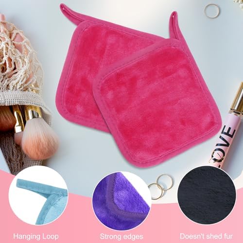 Makeup Remover Cloth 12 Pack, Ultra Soft and Reusable Microfiber Makeup Remover Towels for All Skin Types, Makeup Removal Face Cleansing Cloth, 6” X 6”, Multicolor - Image 3