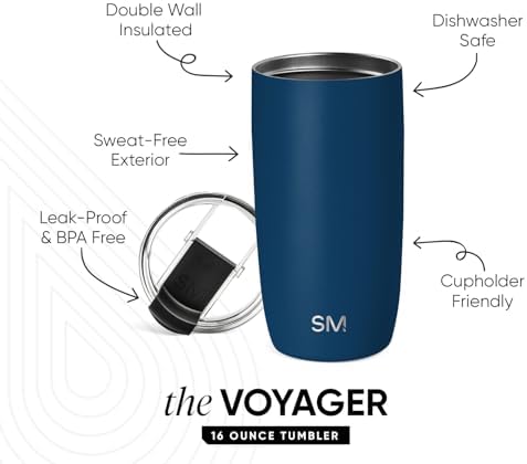 Simple Modern Travel Coffee Mug with Lid | 16oz | Blue - Image 2