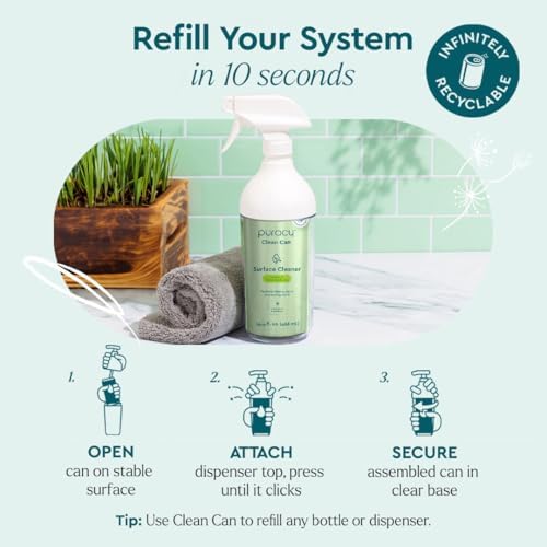 Puracy All Purpose Cleaner Clean Can- Plan t– Plant-Powered Multi-Surface Cleaner - Surface Cleaner Solution As Seen on TikTok (Green Tea + Lime, 14.4 fl oz, Starter Set) - Image 4